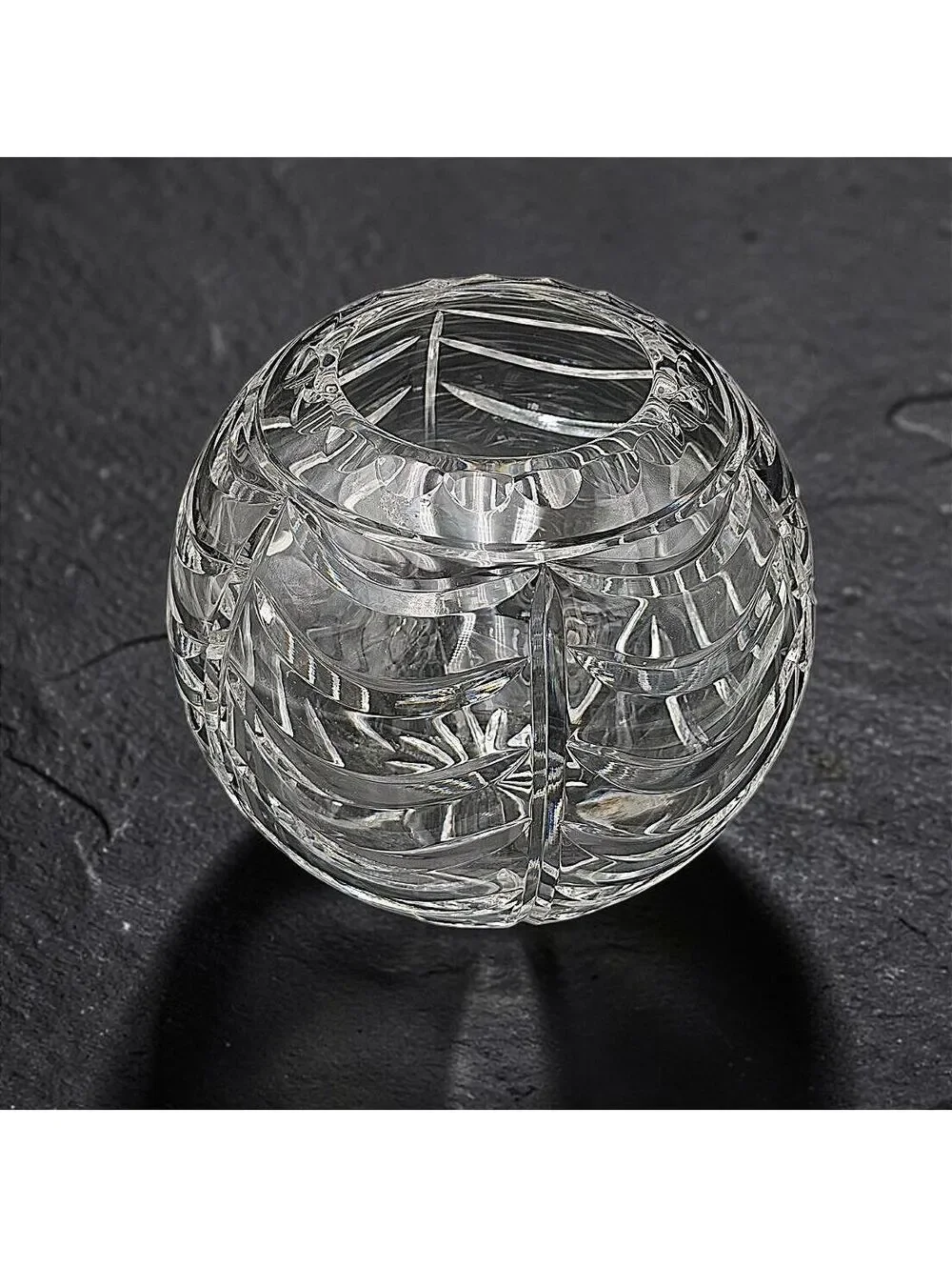 Vintage Tiffany & Co Signed Cut Crystal Round Vase Rose Bowl 6